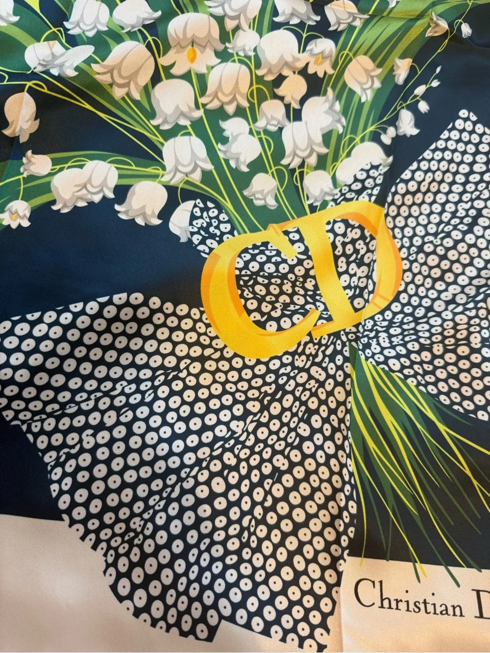 Dior Silk Scarf Muguet Lily of the Valley NWT no Box 100% Silk